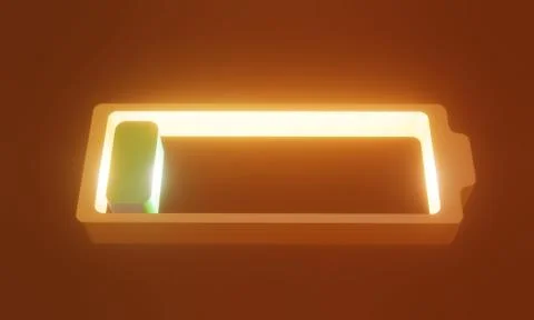 3D battery of the smartphone in the background Stock Photos