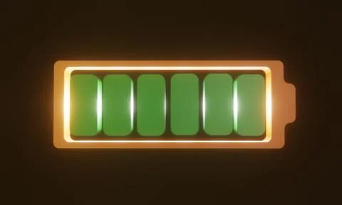 3D battery of the smartphone in the background Foto stock