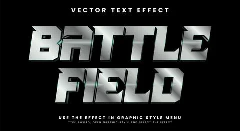 3D battle field comic cartoon game editable text effect Illustrazione stock