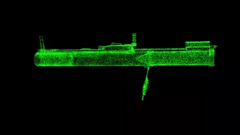 3D bazooka rocket launcher rotates on black background. War weapon concept Stock Footage 245541580