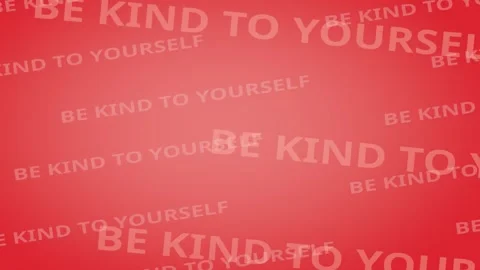3D Be Kind to Yourself Text on Red Background Animation Stock Footage 293609280
