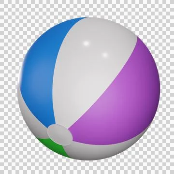 3d beach ball object with transparent background Stock Illustration