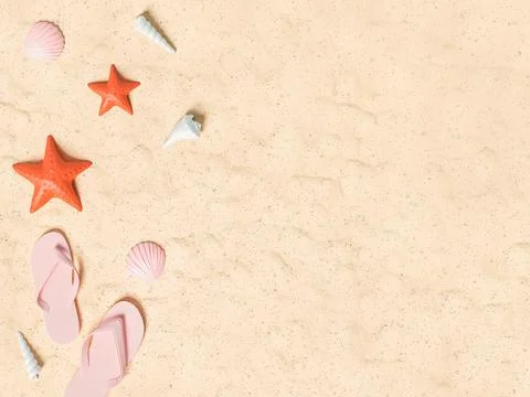 3d beach elements on sand. Summer holidays Stock Illustration