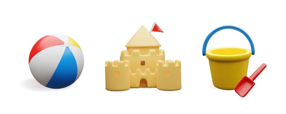 3d beach sand set. Stock Illustration
