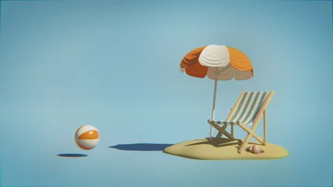 3d Beach Time To Travel Concept Stock Footage 246029439