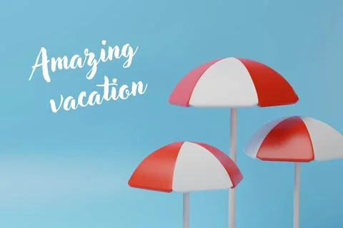 3d beach umbrellas poster. Stock Illustration
