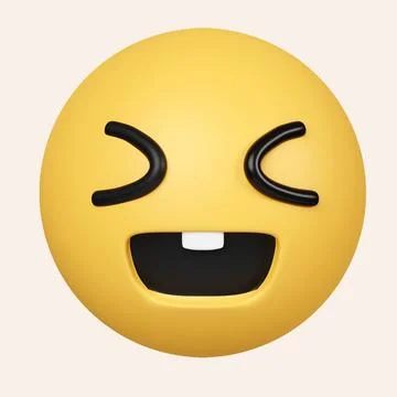 3d Beaming face emoji with smiling eyes and a broad, open smile. icon isolated Stock Illustration