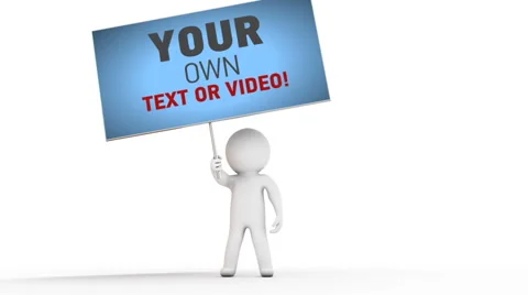 3d beautiful cartoon man with blank sign or card After Effects素材