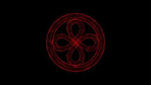 3D beautiful flower pattern on black background. Object dissolved red flick.. Stock Illustration