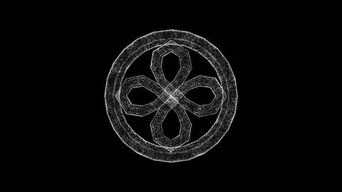 3D beautiful flower pattern on black background. Object dissolved white flick Illustrazione stock