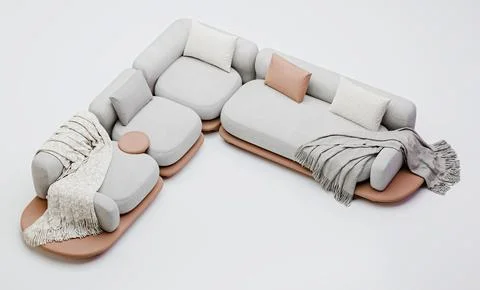 3d beautiful sofa on white background Stock Illustration