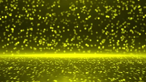 3d Beautiful Yellow glitter particles over black background Stock Footage 295936898
