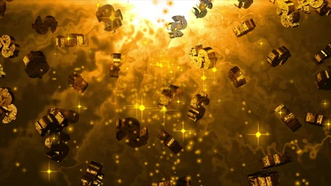 3d Beautifully floating dollar bills gold symbols Stock Footage 166315890