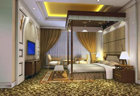 3d bedroom rendering Illustrazione stock