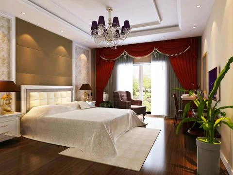 3d bedroom rendering Illustrazione stock