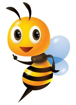 3D bee. Cartoon cute bee character pointing finger Stock-Illustration