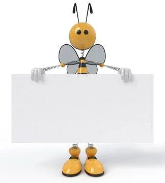 3d bee with a sign Illustrazione stock