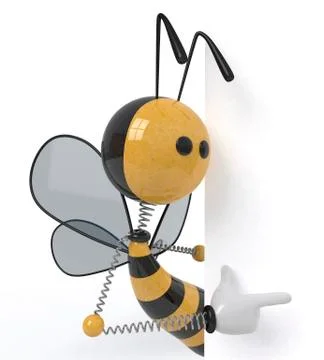 3d bee with a sign Stock Illustration