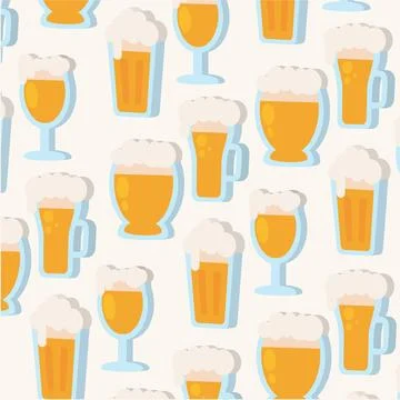 3D Beer glass icons Pattern background Vector Stock Illustration