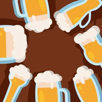 3D Beer glass icons Pattern background Vector Illustrazione stock