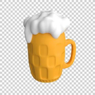 3d beer mug with foam isolated on white background Stock Illustration