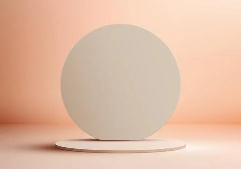 3D Beige Podium Stand with Circle Backdrop Stock Illustration