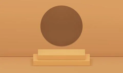 3d beige showcase squared step podium with circle hole wall background realis イラスト素材