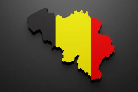 3d Belgium map and flag Illustrazione stock