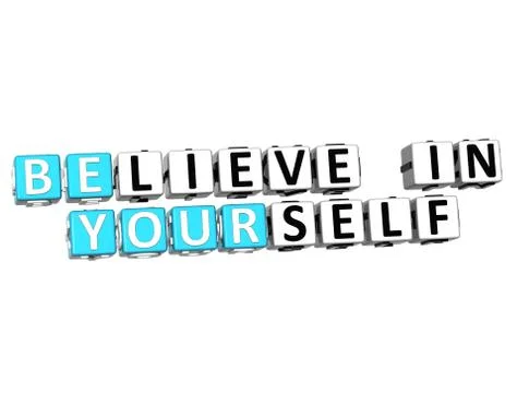 3d believe in yourself text Illustrazione stock