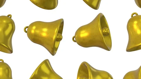 3D Bell Icons Falling on a White Background. Bell Icons 3D Animation. 4K Stock Footage 283322944