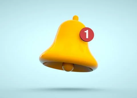 3D bell with a notification. Notification in the social media app. Blue bac.. Stock Illustration