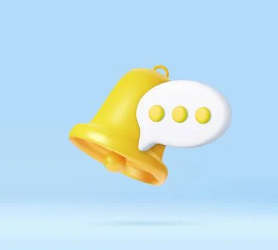 3D Bell notification with speech bubble. Stock Illustration