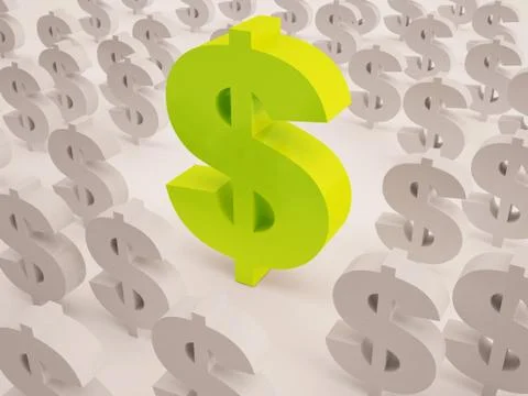 3d big and small dollar text sign Stock Illustration