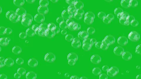 3d big bubbles constantly rise up on green screen. Abstract festive backgroun Stock Illustration