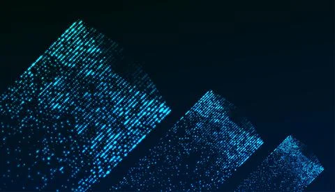 3D big data cubes made of glowing particles. Isometric bright box with Stock Illustration