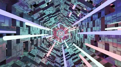 3D Big Data Digital background square with futuristic matrix. Technological and Stock Illustration