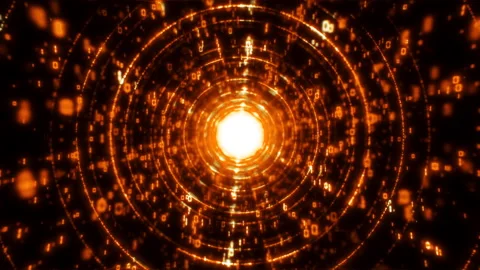 3D Big Data Digital futuristic tunnel with round matrix. Technological and Stock Footage 163908498