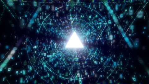 3D Big Data Digital tunnel triangle. Flying into space web structure: seamless Stock Footage 133061652