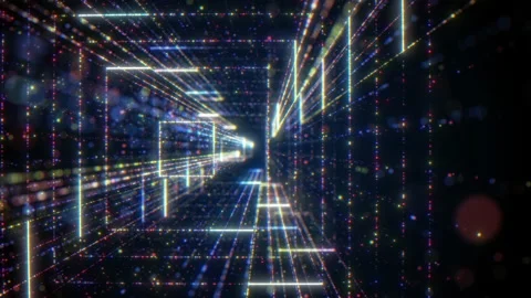 3D Big Data Digital tunnel square with futuristic matrix Stock-Footage 146986285