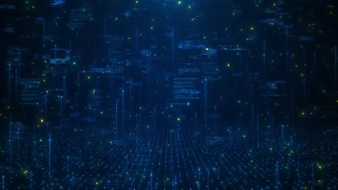 3D Big data Machine learning algorithms. Analysis Technology binary code network Stock Footage 294944074