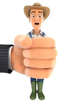 3d big hand squeezing farmer Stock Illustration