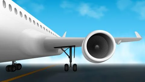 3D Big Plane Engine Parked On Airport Stock Illustration