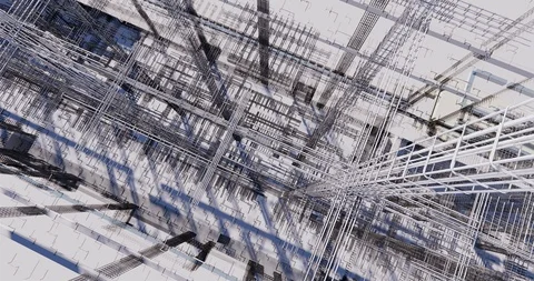 3D BIM model of reinforcement framework of the building	 库存影片 129300790