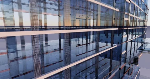 3D BIM model of reinforcement framework of the building 库存影片 129305061