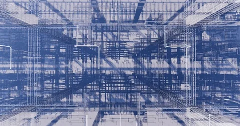 3D BIM model of reinforcement framework of the building	 库存影片 129308781