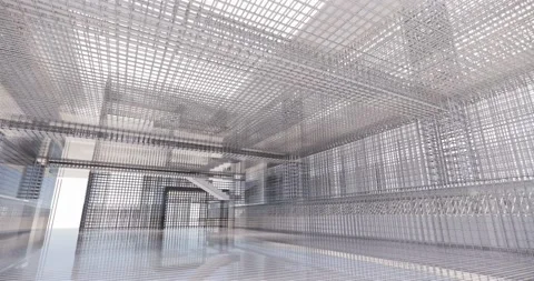 3D BIM model of reinforcement framework of the building 库存影片 141685840