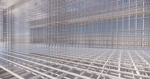 3D BIM model of reinforcement framework of the building 库存影片 141686657