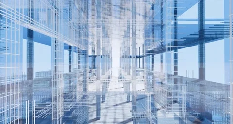 3D BIM model of reinforcement framework of the building 库存影片 163089640