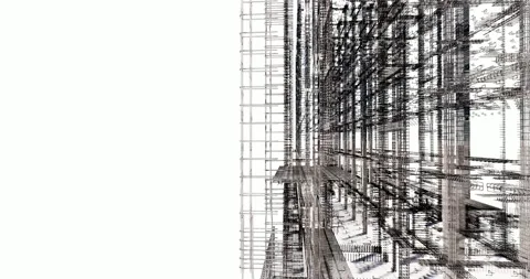 3D BIM model of reinforcement framework of the building 库存影片 163089656