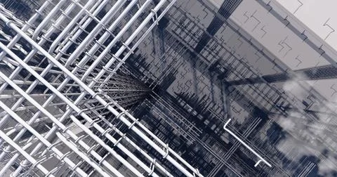 3D BIM model of reinforcement framework of the building Ilustración de archivo